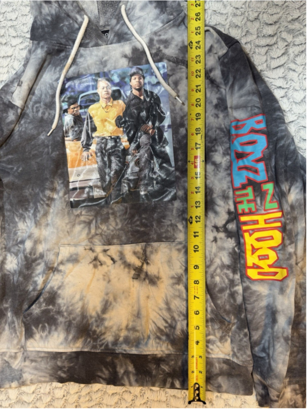 Mad Engine Men's Boyz n the Hood Gray Tie-Dye Pullover Fleece Hoodie M - Picture 2 of 7